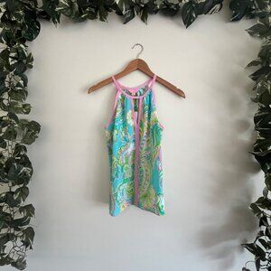 Lilly Pulitzer Sleeveless Tillie Top Shorely Blue Double Trouble NWT Size XS
